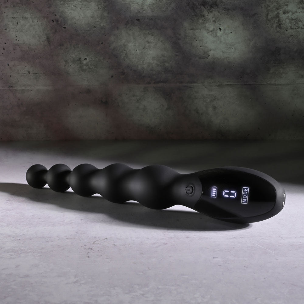 Flexible beaded anal vibrator with graduated silicone bulbs and 9 vibration modes, side | Flirty Bay Adult Store, adult toys and lingerie